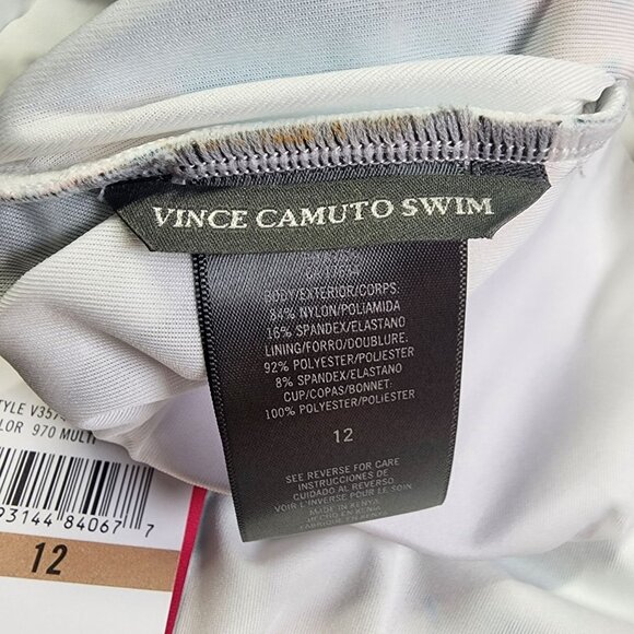 Vince Camuto Size 12 Tropical Floral Long Sleeve Cutout One Piece Swimsuit New - Picture 4 of 11